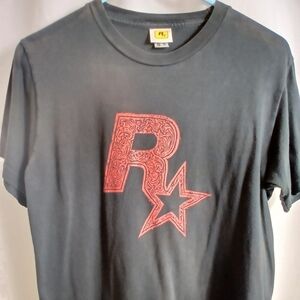 (#397) Boys Black Rock Star T-Shirt Size Small